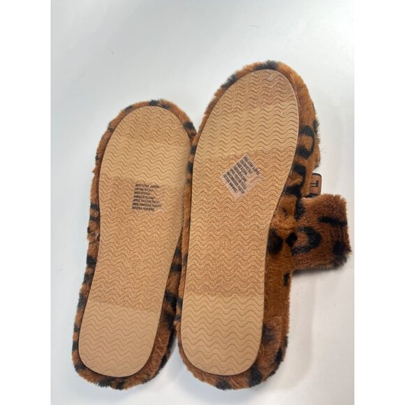 Fabletics Slippers Snug Strap Slipper Fuzzy Brown Leopard Print Slippers Women 6 - Picture 9 of 10